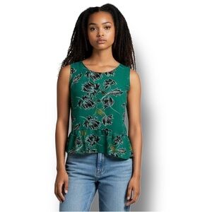 Cabi Women’s 3276 Zoe Falling Flowers Racerback Peplum Tank Top Green Floral M
